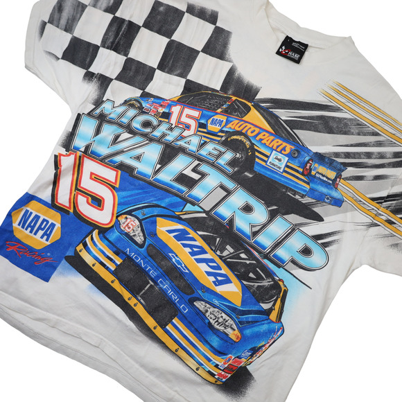 Vintage Chase Authentics Michael Waltrip Allover Print Nascar Graphic T Shirt - Picture 2 of 8